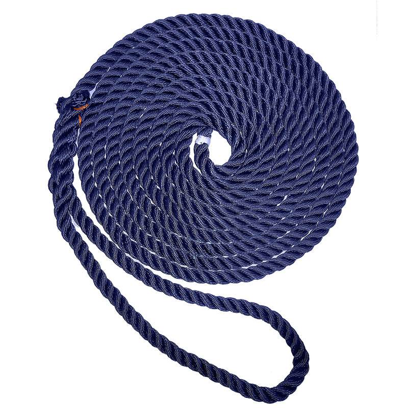 New England Ropes 3/8" Premium 3-Strand Dock Line - Navy Blue - 25'