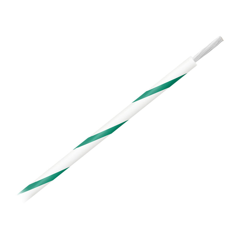 Pacer 14 AWG Gauge Striped Marine Wire 500' Spool - White w/Green Stripe