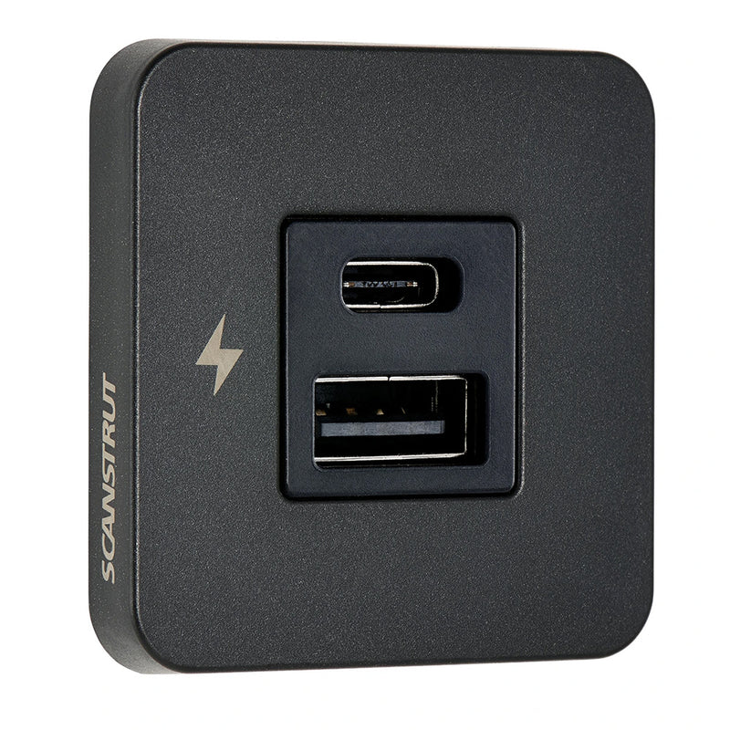 Scanstrut TILE USB-A/USB-C Interior Charging Socket - 12/24V - Black Bezel