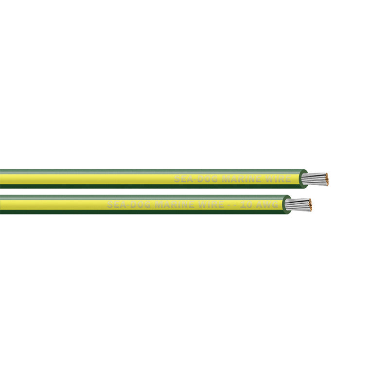 Sea-Dog 10 AWG Green/Yellow Stripe Primary Wire - 100'