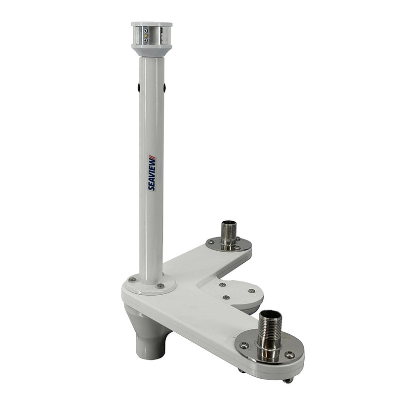 Seaview Triple Mount Adapter w/C5 Certified LED Light 12" Post & Threaded 1"-14 Thread Bases f/GPS Units