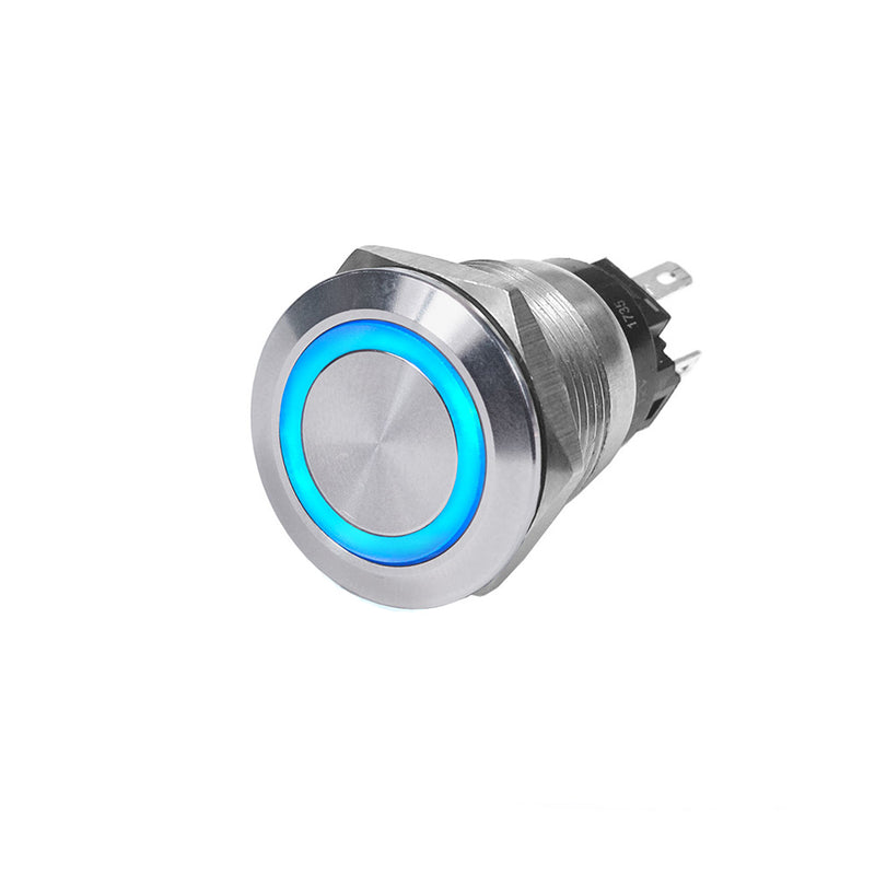 4161 SS Push Button Switch - Off-(On) - Blue - 10A