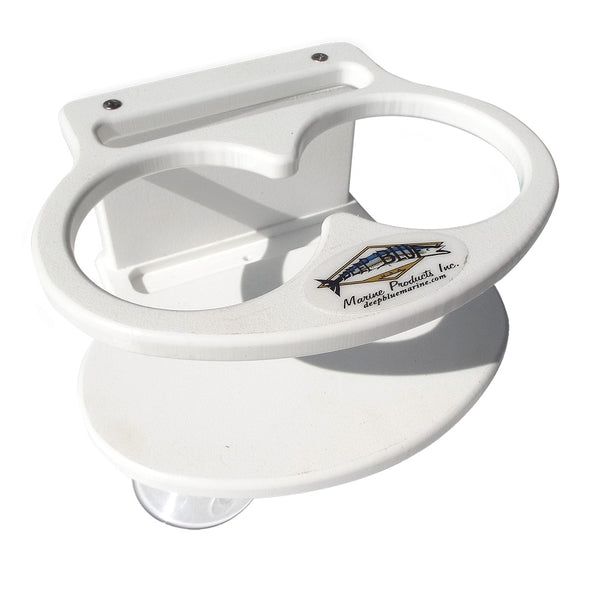 Deep Blue Marine Double Slim Can Drink Holder & Cell Phone - White