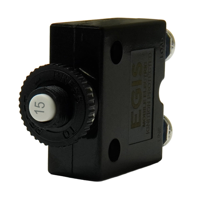 Egis 15A Push Button Panel Mount Circuit Breaker - Screw Terminals