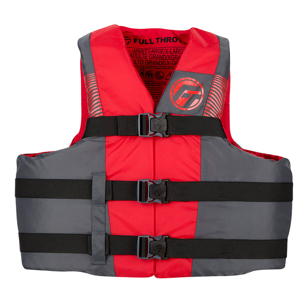 Full Throttle Adult Nylon Life Jacket - 2X/4X - Black/Red