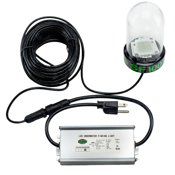 SF100G 100W/120VAC Underwater Dock Light - Green Anchored To Bottom