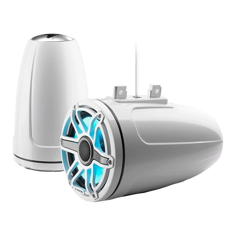 JL Audio M6 Series 7.7" Enclosed Tower Coaxial System w/Gloss White Sport Grille & Transflective™ LED Lighting - M6-770ETXv3-Gw-S-GwGw-i