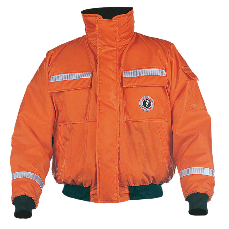 Mustang Classic Flotation Bomber Jacket w/Reflective Tape - Orange - Large
