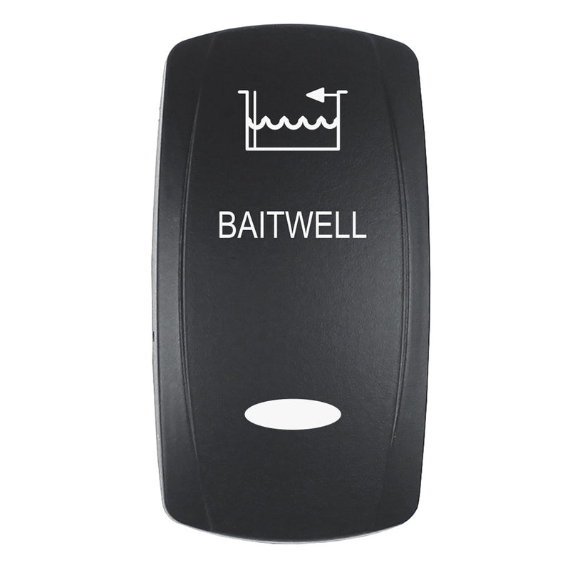 Pacer Actuator - 'BAITWELL' f/V Series Contura Switches - Black - Laser Etched (Top/Bottom Light)
