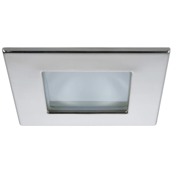 Quick Marina XP Downlight LED - 4W, IP66, Screw Mounted - Square Stainless Bezel, Square Warm White Light