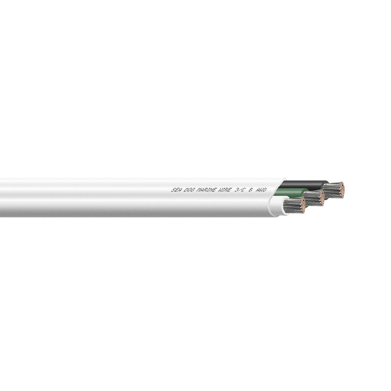 Sea-Dog 6/3 AWG Flat Triplex Wire - White/Green/Black - 50'