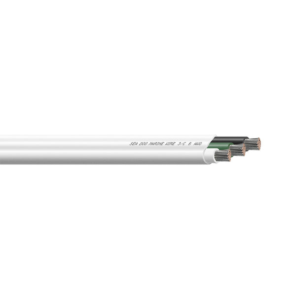 Sea-Dog 6/3 AWG Flat Triplex Wire - White/Green/Black - 100'