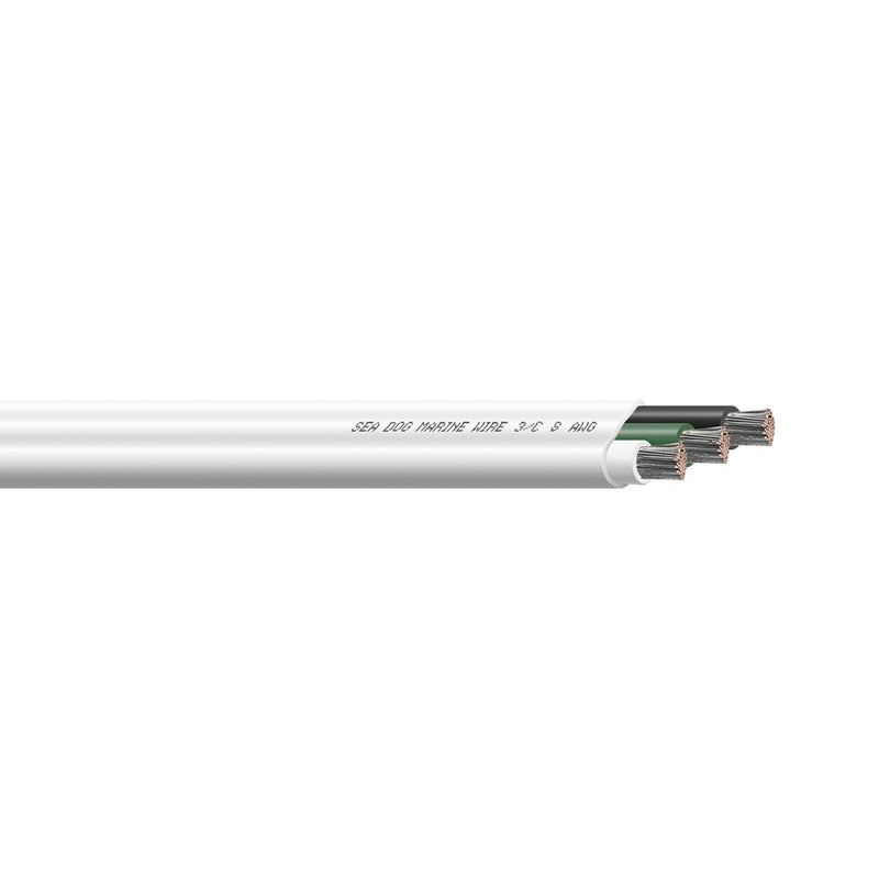 Sea-Dog 8/3 AWG Flat Triplex Wire - White/Green/Black - 50'
