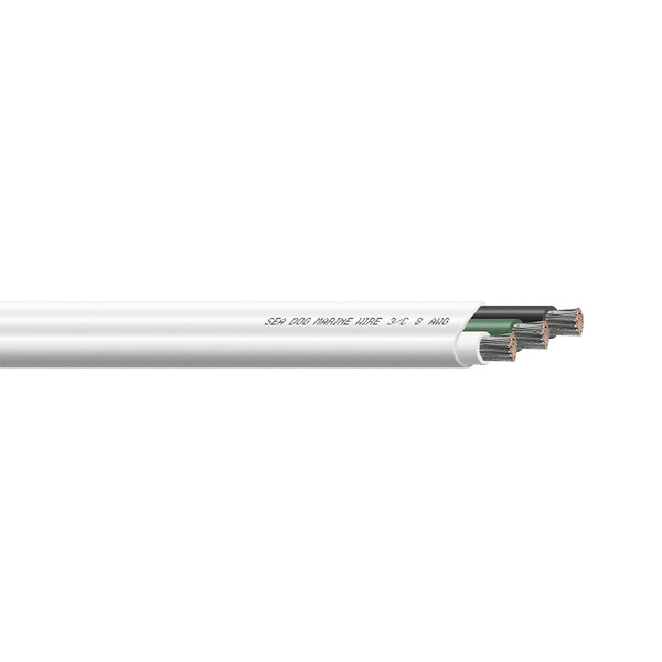 Sea-Dog 8/3 AWG Flat Triplex Wire - White/Green/Black - 100'