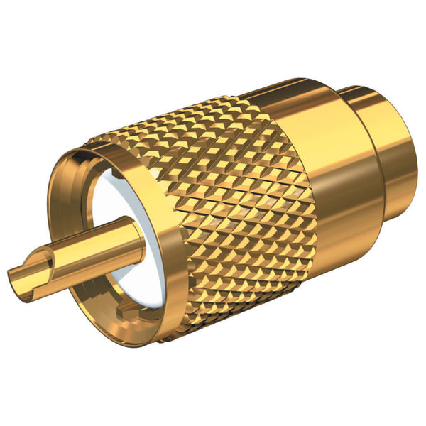 PL-259-58-G Gold Solder-Type Connector w/UG175 Adapter & DooDad® Cable Strain Relief f/RG-58
