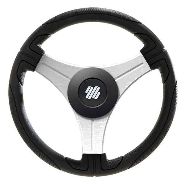 Uflex Ustica 13" Steering Wheel - Black - Polyurethane w/Silver Spokes & X62 Hub